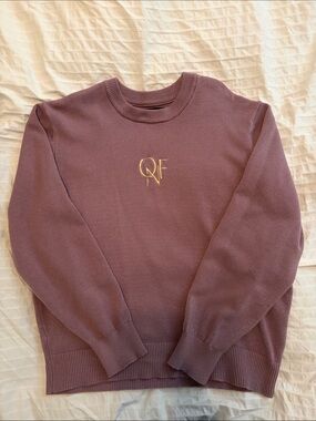 OAK + FORT Dusty Purple Knit Crewneck Sweater with Gold Embroidered Logo